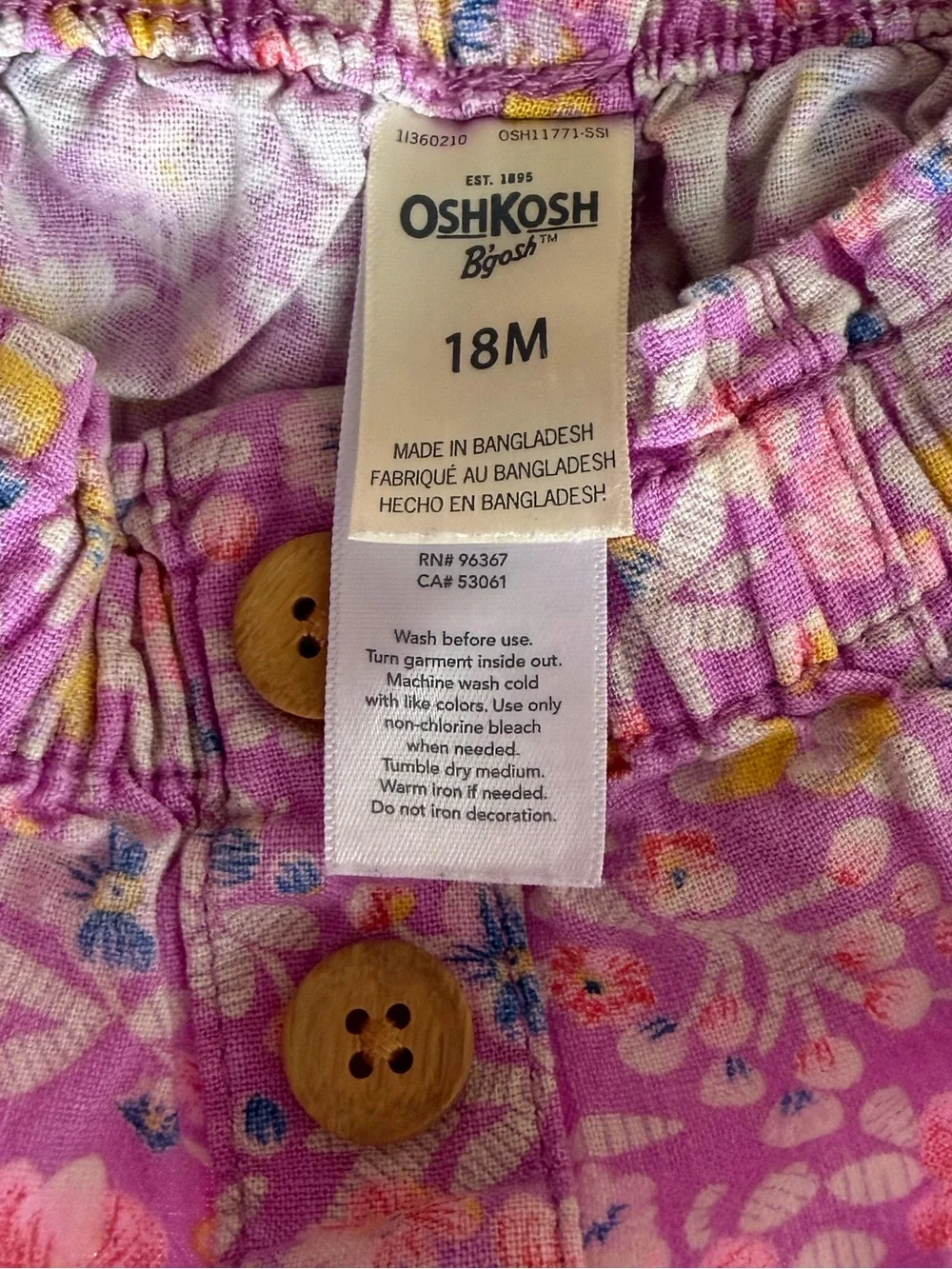 OshKosh B'gosh Lavender Floral Button-Front Toddler Dress
